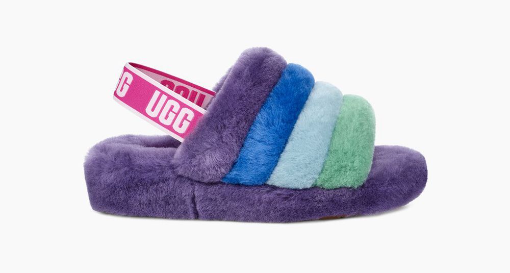 Ugg Pride Fluff Yeah - Womens Slides - Rainbow Purple - NZ (1783IORFY)